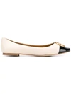 Tory Burch Smooth And Patent-leather Ballet Flats In Neutrals