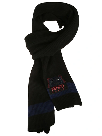 Kenzo Tiger Knit Scarf In Navy