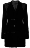 ALEXANDER WANG DRAPED-JERSEY AND VELVET BLAZER-STYLE DRESS,10764592