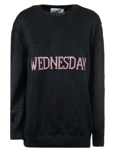 Alberta Ferretti Wednesday Lame Long Sweater In Black
