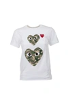 Comme Des Garçons Play Comme Des Garcons Play White Camo Double Heart T-shirt In White