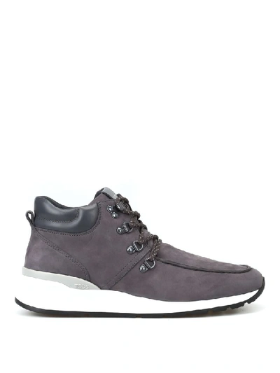 Tod's Nubuck Hiking Style Ankle Boots In Grey