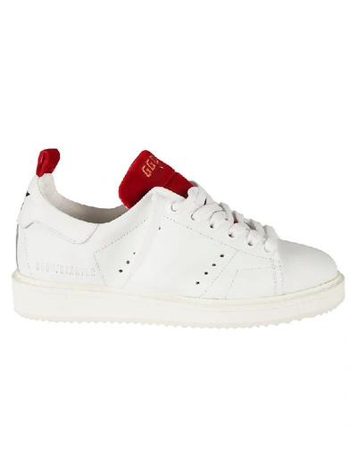 Golden Goose White & Red Starter Sneaker In Leather In Multi