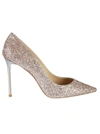 JIMMY CHOO ROMY 100 HIGH HEELED GLITTERY PUMPS,10764081