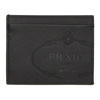 PRADA PRADA BLACK SAFFIANO LOGO PRINT CARD HOLDER