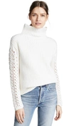 TSE CASHMERE Cashmere Turtleneck with Braided Cording Sleeves