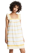 TORY BURCH EMBROIDERED RUFFLE SLEEVELESS DRESS