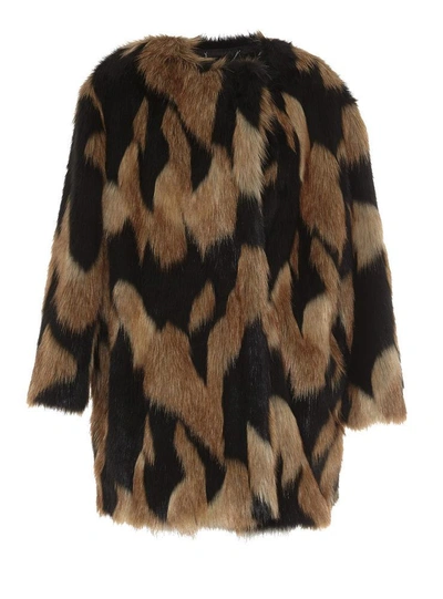 Givenchy Oversized Faux Fur Coat In Multicolour