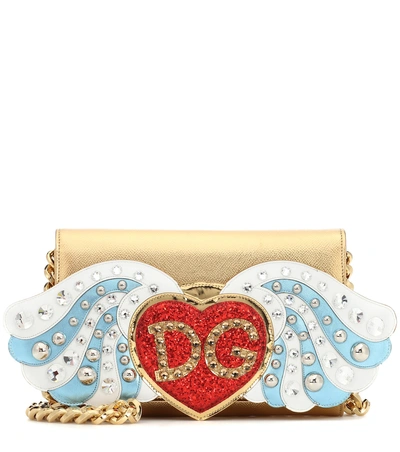 Dolce & Gabbana Large Wallet Bag In Calfskin With Patches And Embroideries In Gold