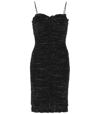 Rebecca Vallance Laurent Ruched Velvet Leopard Dress In Black