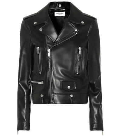 Saint Laurent Black Leather Motorcycle Biker Jacket