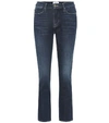 Frame Le High Flare Stretch Cotton Trouser Pants In Blue