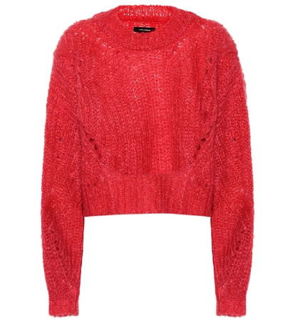 Isabel Marant Irren Mock-neck Cropped Chunky-knit Sweater In Pink