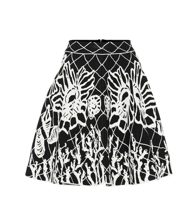 Alexander Mcqueen Knitted Spine Shell Mini Skirt In Black/ivory
