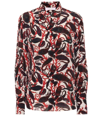 Chloé Paisley-print Silk Blouse In 9a5 Blue - Red 1