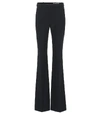 Alexander Mcqueen Grain De Poudre Wool Flared Pants In Black