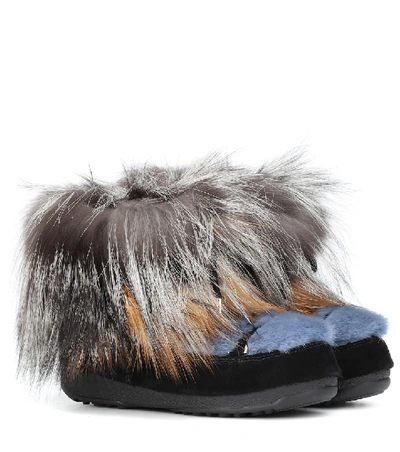 Yves Salomon X Moon Boot® Mink Fur Ankle Boots In Multicoloured
