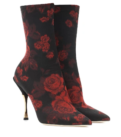 Dolce & Gabbana 105毫米印花弹力平纹及踝靴 In Red