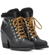 CHLOÉ RYLEE LEATHER AND SHEARLING BOOTS,P00366171