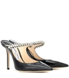 Jimmy Choo Bing 100 Crystal-embellished Patent-leather Mules In Black