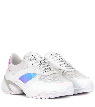 Axel Arigato Mesh-paneled Iridescent And Smooth Leather Sneakers In White