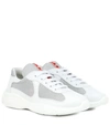 Prada Mesh Stitching Leisure Sports Shoes In White