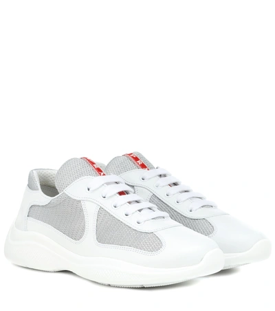 Prada White Lace Up Sneakers In Multi