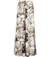 ADAM LIPPES White Multicolor Floral Print Wide Leg Trousers