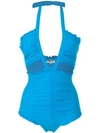 EMILIO PUCCI TURQUOISE RUFFLED SWIMSUIT