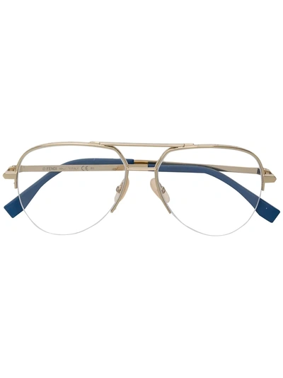 Fendi Eyewear Aviator Frame Glasses - 金色 In Gold