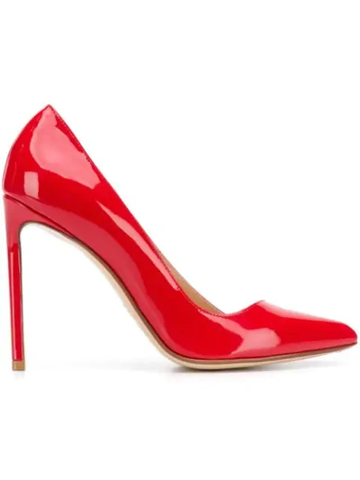 Francesco Russo Asymmetric Pointed Pumps In Red