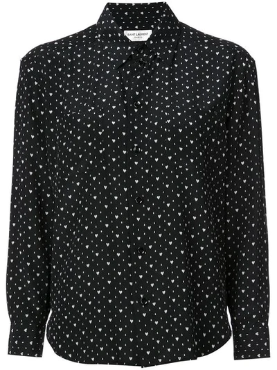 Saint Laurent Heart Print Shirt - 黑色 In Black