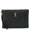 Saint Laurent Monogram Quilted Clutch Bag - Black In Black