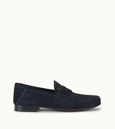Tod's Loafers In Suede In Blue