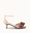Tod's Bow-embellished Velvet And Patent-leather Sandals In Pink