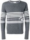 THOM BROWNE THOM BROWNE SWIMMER INTARSIA CASHMERE PULLOVER - 灰色