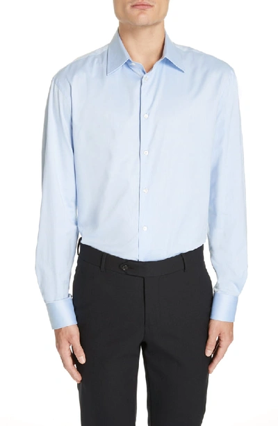 Emporio Armani Men's Modern-fit Cotton-stretch Dress Shirt, Blue In Solid Light/ Pastel B