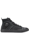 Diesel S-astico Mid-top Cotton Trainers In Black