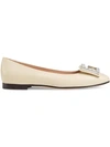 GUCCI LEATHER BALLET FLAT WITH CRYSTAL G