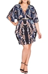CITY CHIC DECO PRINT BELTED DRESS,00140453