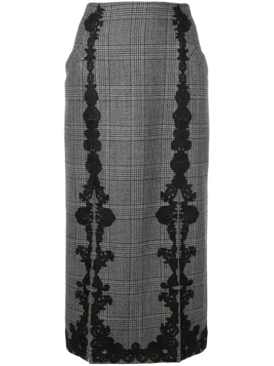 Jonathan Simkhai Lace Trim Glen Check Skirt - 灰色 In Grey