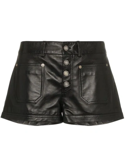Saint Laurent Mid-rise Leather Shorts - 黑色 In Black