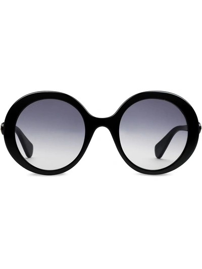 Gucci Eyewear 圆框太阳眼镜 - 黑色 In Black