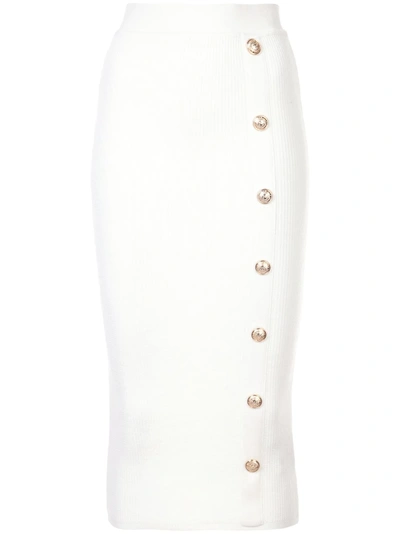 Balmain Ribbed Knit Pencil Skirt - 白色 In White