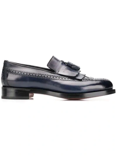 Santoni Brogue Detail Loafers - 蓝色 In Blue