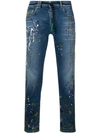 OFF-WHITE SPLATTER PRINT STONEWASHED JEANS