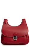 TORY BURCH JAMES LEATHER SADDLE BAG - RED,50772
