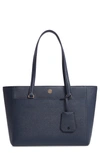 TORY BURCH SMALL ROBINSON LEATHER TOTE - BLUE,48380