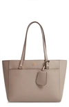 TORY BURCH SMALL ROBINSON LEATHER TOTE - GREY,48380