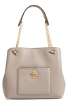 TORY BURCH SMALL CHELSEA LEATHER TOTE - GREY,50295